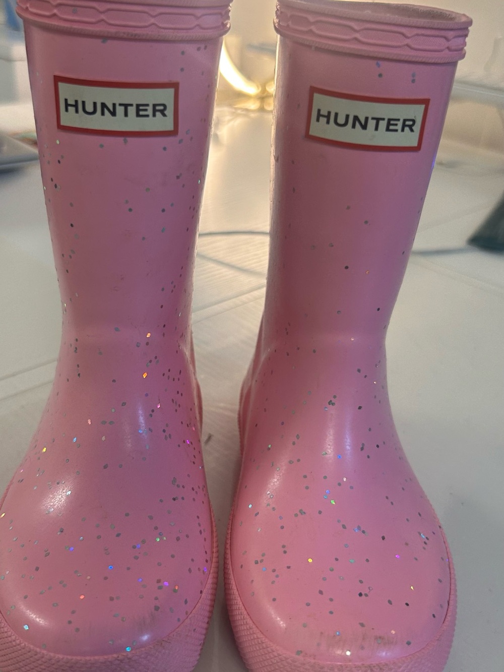 Hunter Pink Glitter Kids Rain Boots